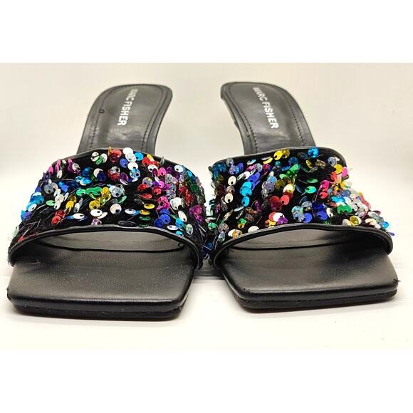 MARC FISHER Women's Danria Sequin Open Toe Strap Sequin Heels Size 8 - Picture 4 of 10